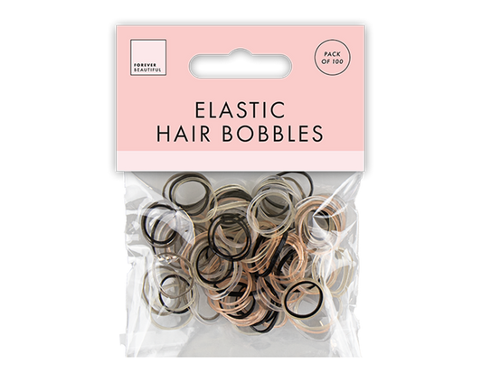 Mixed Round Elastic Hair Bobbles 100pk