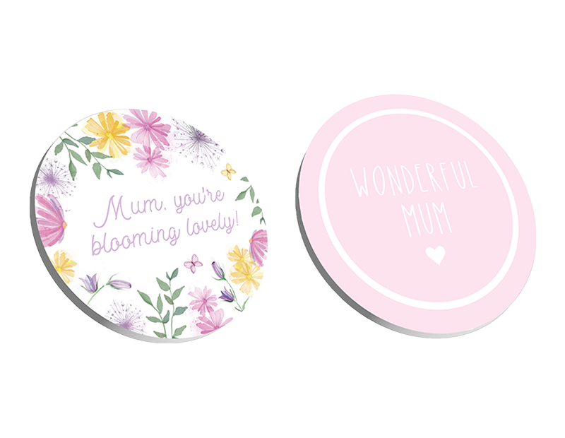 Mother's Day Wooden Coaster 10cm PDQ