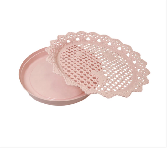 Multi Colours Plastic Serving Fruit Plate 2 Piece Water Catching Plate Set 30cm