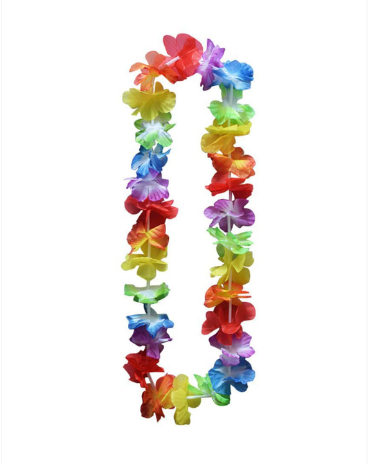 Multi Neon Rainbow Hawaiian Two Tone Colour Party Holiday Garland 90cm