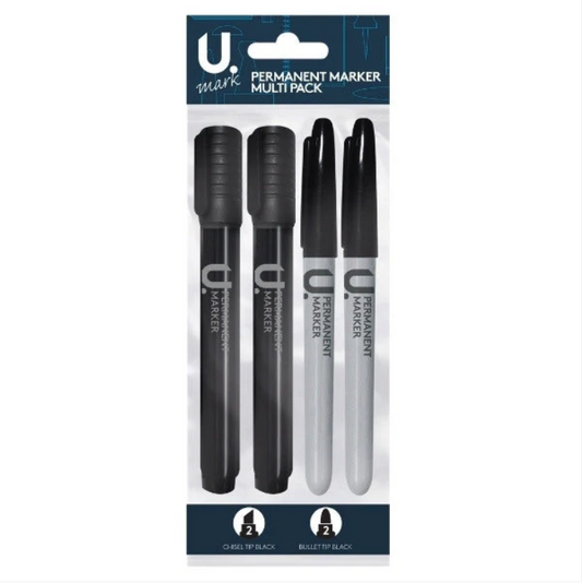 Multi Permanent Marker Pack 2 Chisel Tip 2 Bullet Tip