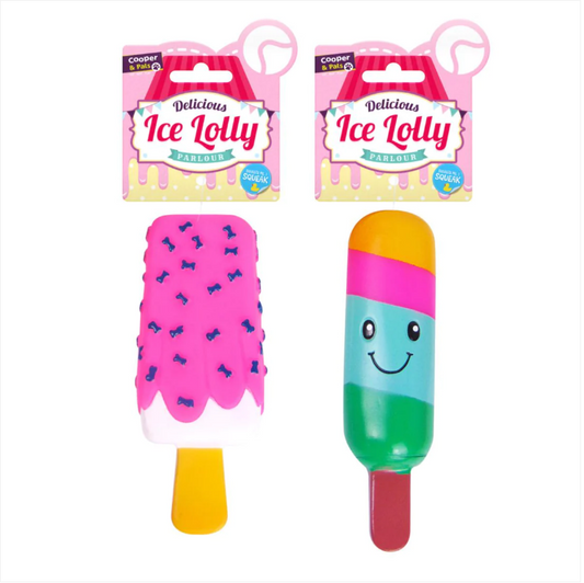 Multicolour Ice Lolly Squeaky Dog Toys Assorted Designs
