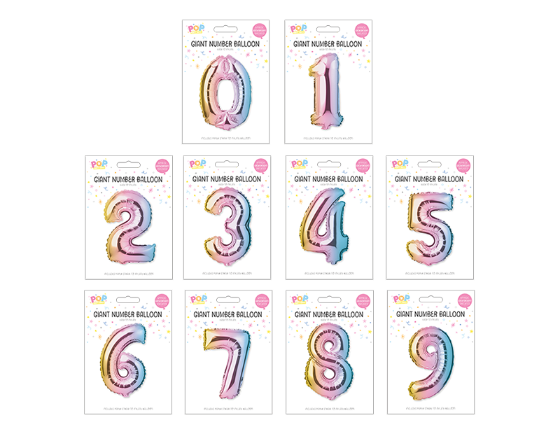 Multicoloured Foil Number Balloon 65cm