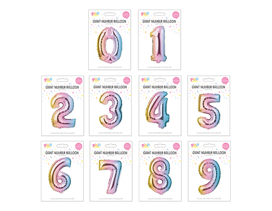 Multicoloured Foil Number Balloon 65cm