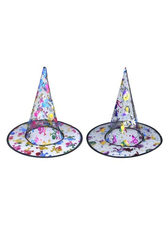 Multicoloured Kids Witch Halloween Fancy Dress Hat Assorted Colours