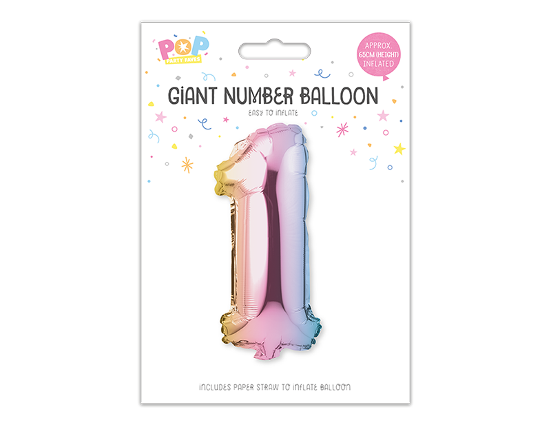 Multicoloured Foil Number Balloon 65cm