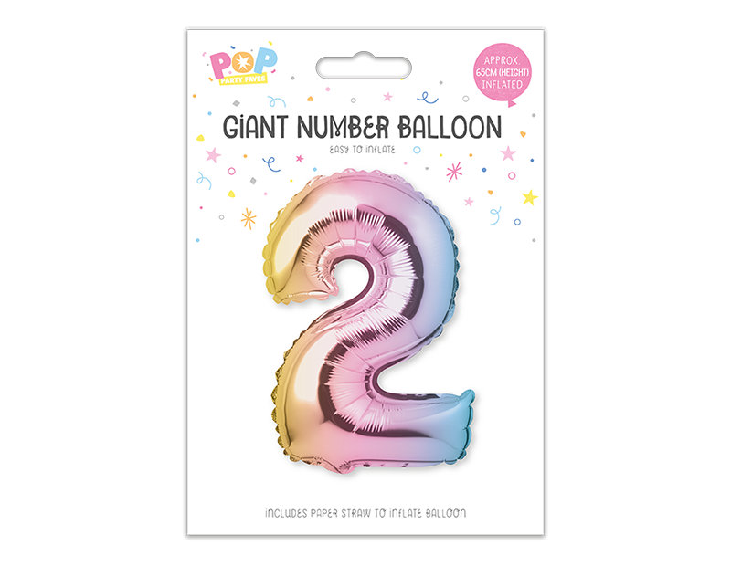 Multicoloured Foil Number Balloon 65cm