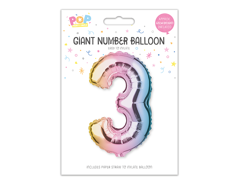 Multicoloured Foil Number Balloon 65cm