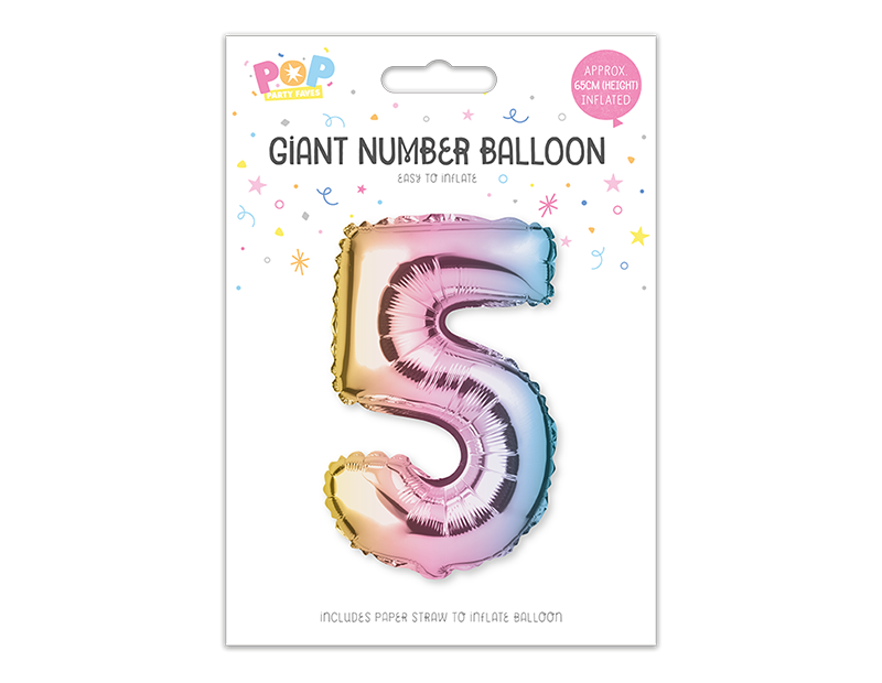 Multicoloured Foil Number Balloon 65cm