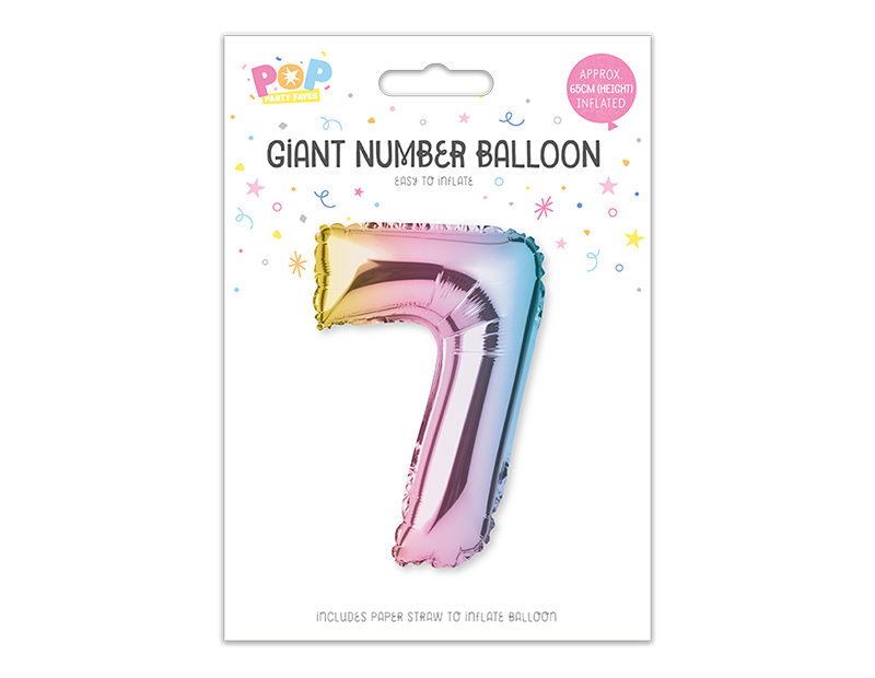 Multicoloured Foil Number Balloon 65cm