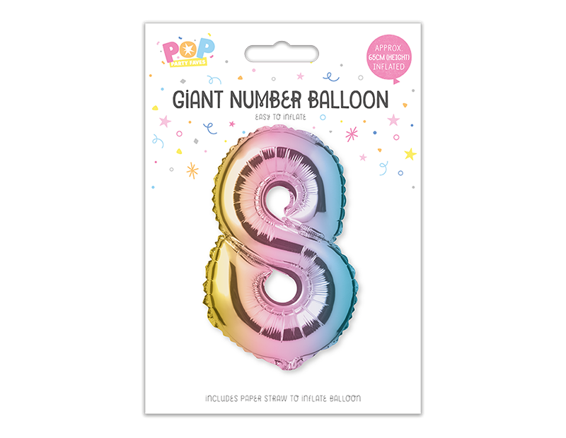 Multicoloured Foil Number Balloon 65cm