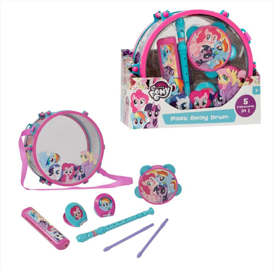 My Little Pony Pack Away Drum Kit Children Kids Musical Sound Instrument Playset