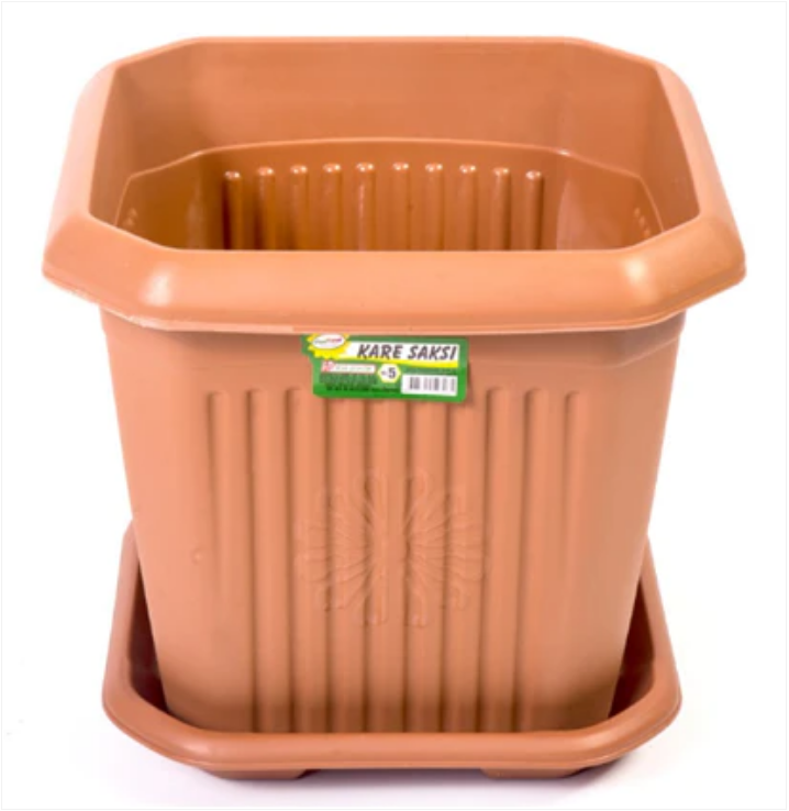 N0. 5 Plastic Square Indoor Outdoor Garden Home Plant Pot With Base