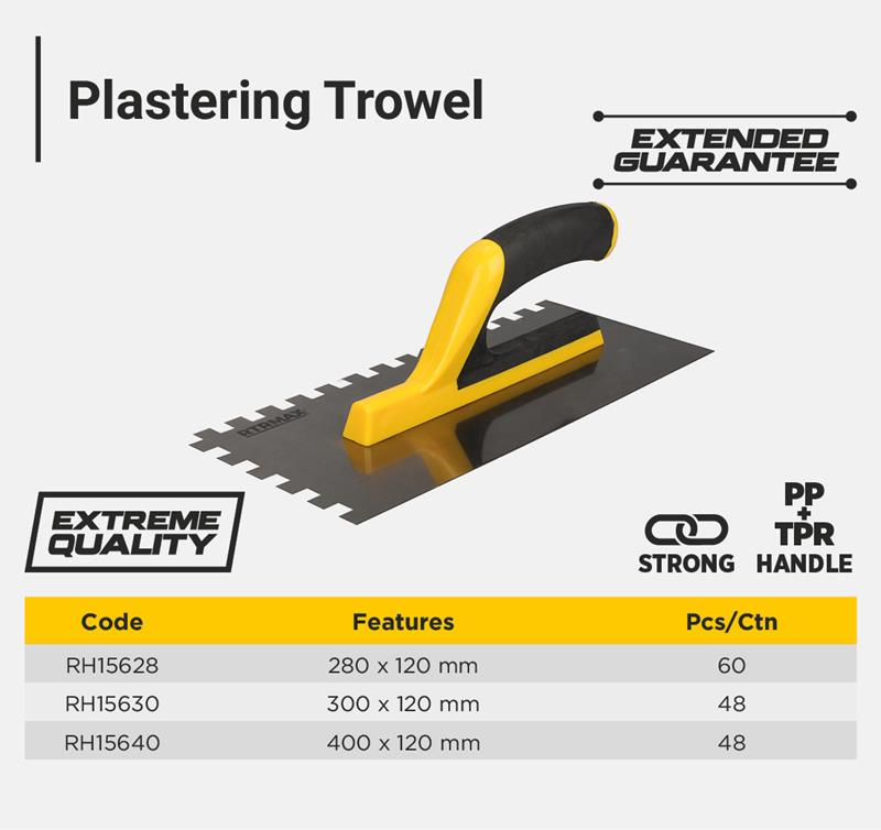 NOTCHED STEEL TROWEL 300MM*120MM WITH TEETH(10*10