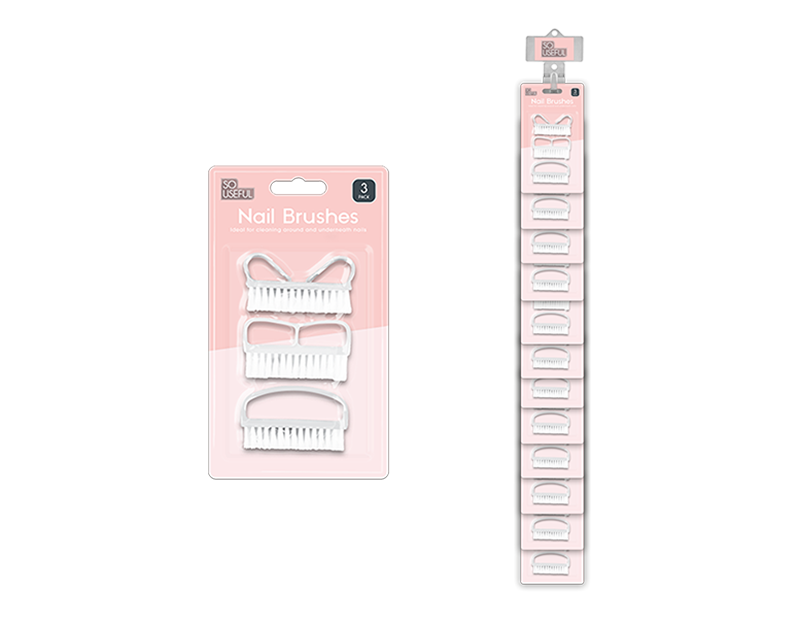 Nail Brush 3pk With Clip Strip