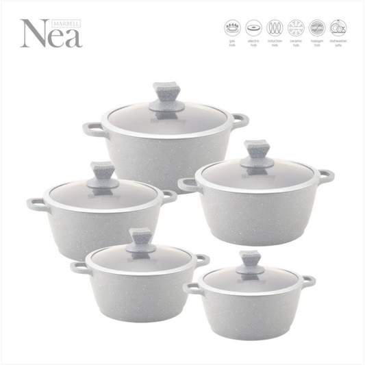 Nea Marbell Diecast Stockpot Set 5pc Grigio
