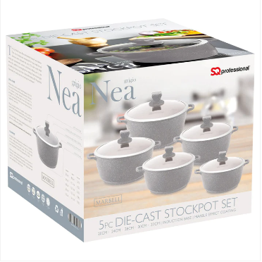 Nea Marbell Diecast Stockpot Set 5pc Grigio