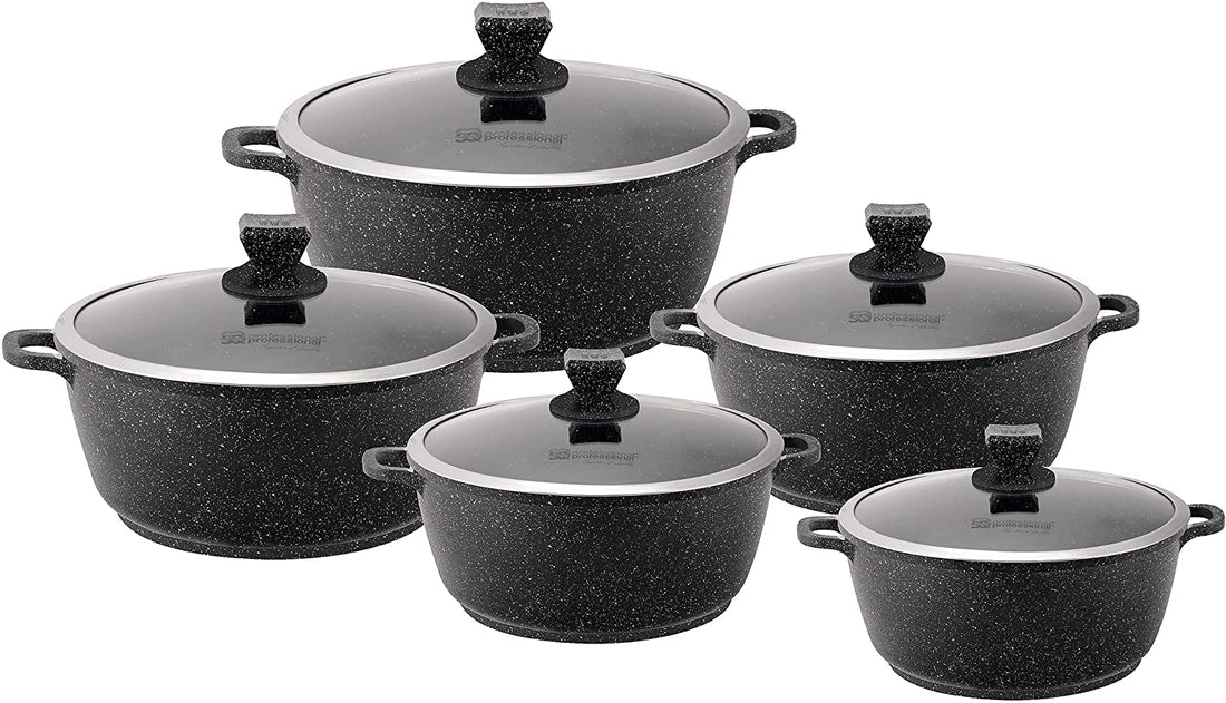 Nea Marbell Diecast Stockpot Set 5pc Nera