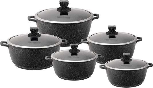 Nea Marbell Diecast Stockpot Set 5pc Nera