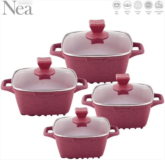 Nea Marbell Square Diecast Set 4pc Rossa 20cm 24cm 26cm 32cm