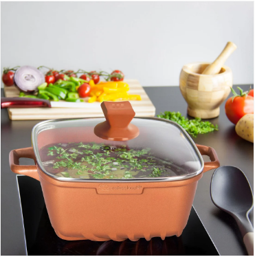 Nea Seramiq Diecast Square Stockpot Set 4pc Cuprum