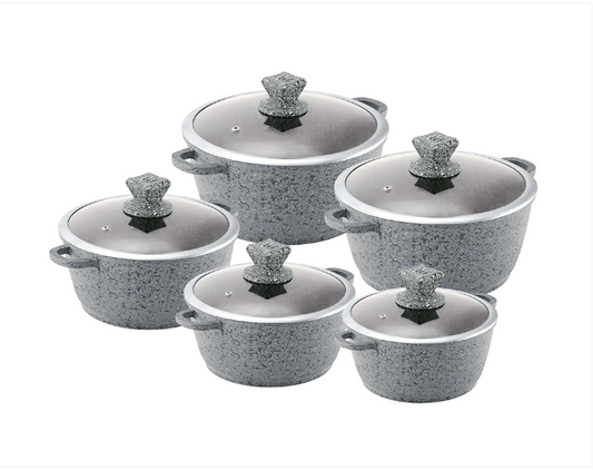 Nessa Granum Non Stick Stock Pot Set 5pc Serizzo/Grey 20-32cm