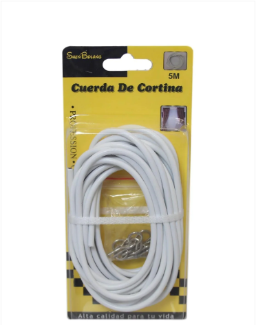Net Curtain Wire White Window Cord Cable With Hooks Indoor Outdoor 5m Cable