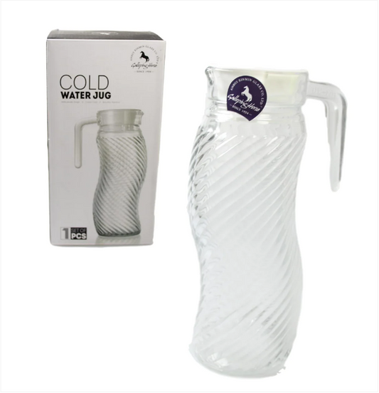 New High Quality G Horse Glass Jug 'S' Shape With Lid 1200ml