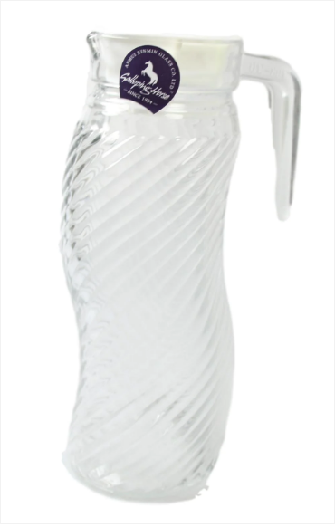 New High Quality G Horse Glass Jug 'S' Shape With Lid 1200ml