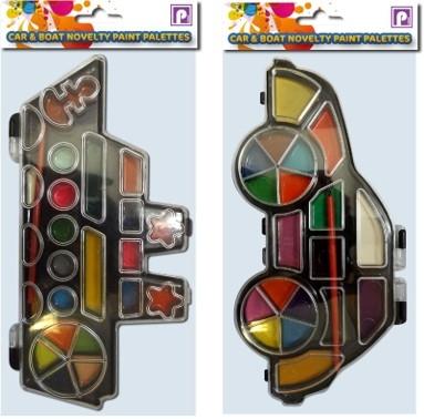 Novelty Paint Palettes Car And Boat Shapes Childrens Fun Painting