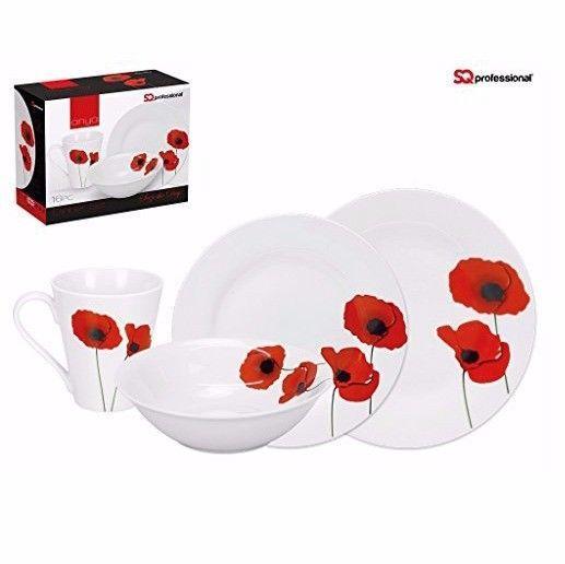 ONYA 16 Piece Set Beautiful Poppy Design For Everyday Use