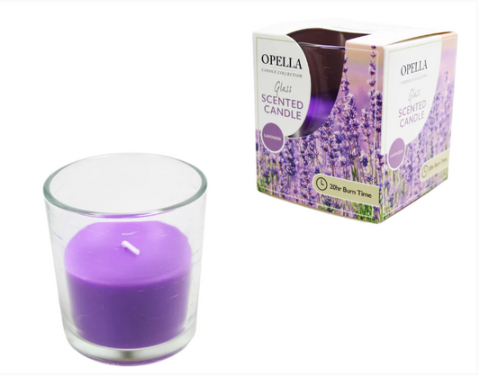 OPELLA Lavender Candle Collection Glass Scented Candle lasts 3.5 hours 1 piece 50 grams 8cm wide