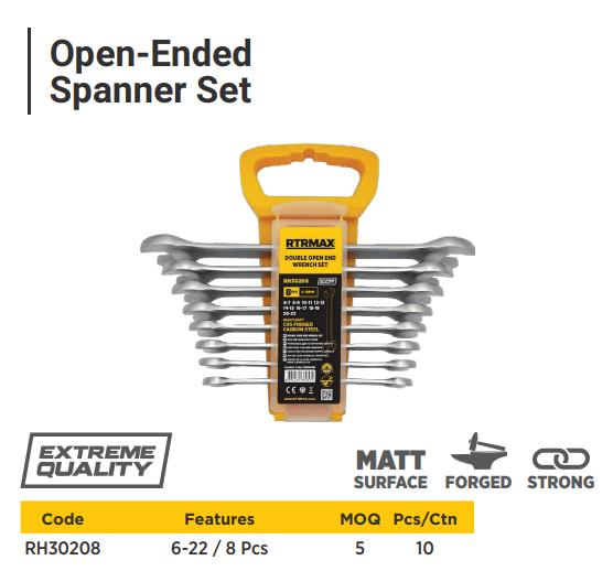 OPEN-ENDED SPANNER SET 8 PCS