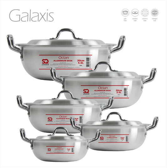 Octan Aluminium Karahi Set 5pc 21-23-25-26-27-30cm