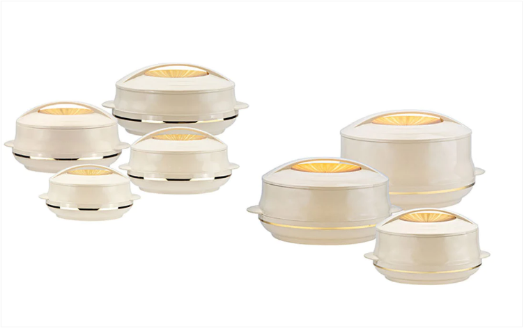 Olympic Gold Hot Pot Super Set 4pcs 0.8L - 1.2L - 1.6L - 2.5L Beige Gold