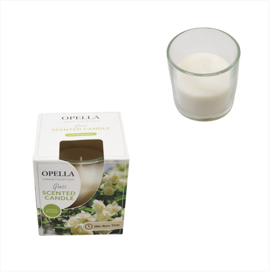 Opella Scented Candle In Glass Jar Jasmine Blossom Fragrance 8 x 7cm