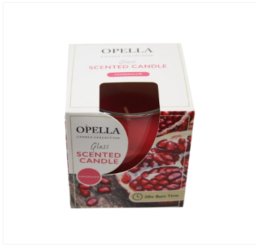 Opella Scented Candle In Glass Jar Pomegranate Fragrance 8 x 7cm