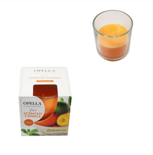 Opella Scented Candle In Glass Jar Sicilian Citrus Fragrance 8 x 7cm