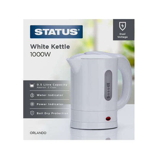 Orlando - White - 0.5 Litre - Dual Voltage Travel Kettle - 1 pk - in Glossy Retail Box