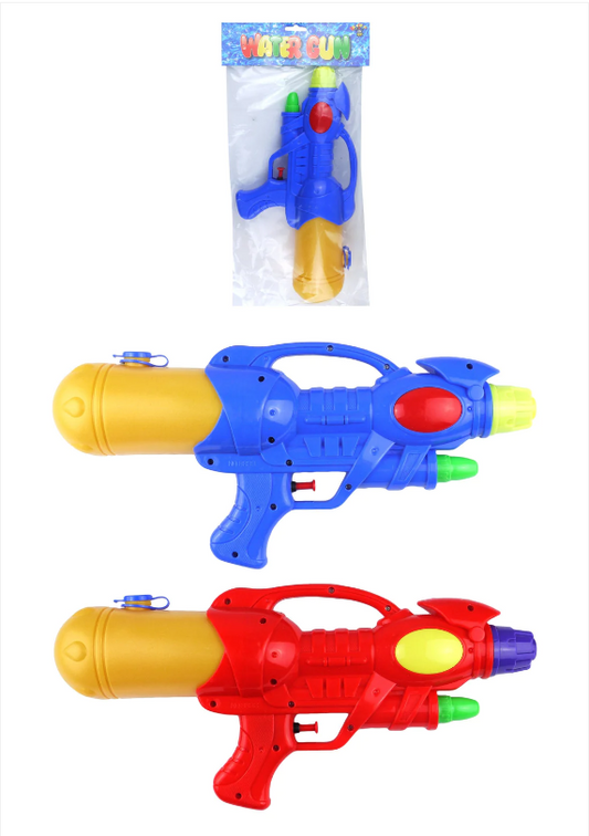 Outdoor Fun Splash Water Gun 2 Assorted Red Blue Colour Kids Water Gun 37cm