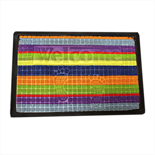 Outdoor 'Welcome' Door Mat Rainbow Style Mat Rug 40cm x 60cm