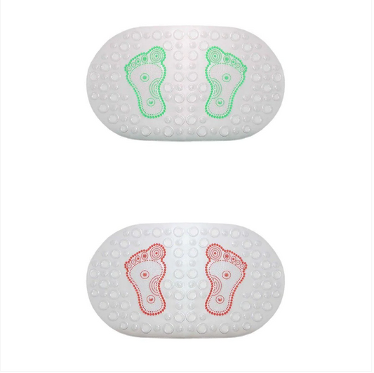 Oval Anti-Slip Bathroom Shower Bath Mat with Feet Design 66 x 35 cm Assorted Colours
