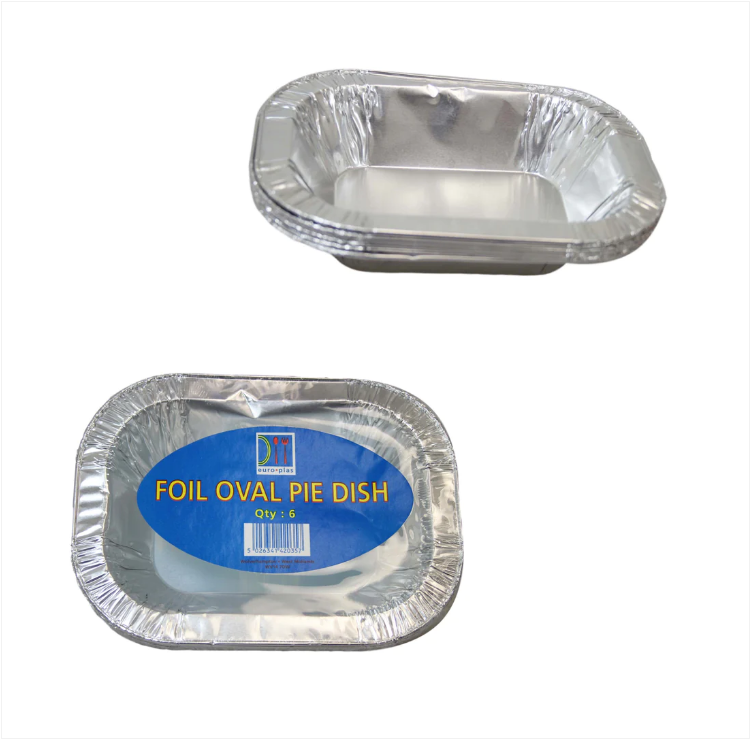 Oval Foil Pie Dish Takeaway Serving Foil Dishes Ideal For Food And Dessert 19.5cm x 5.2cm 6 Pack