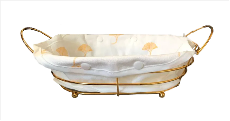 Oval Metal Wire Fruit Bread Serving Basket Gold with Handles 27 x 21 x 7 cm