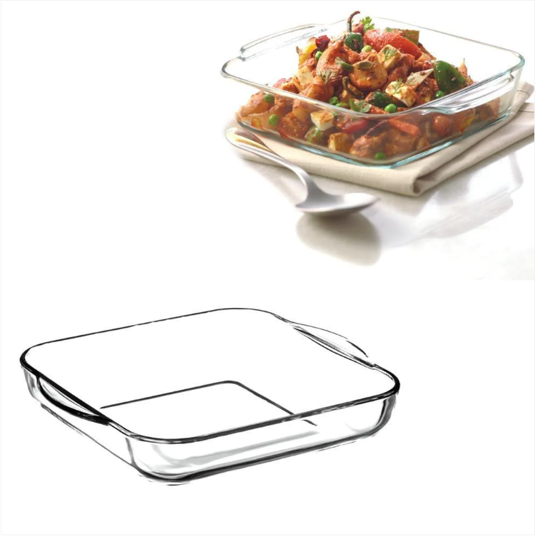 PB Borcam Glass Square Roasting Tray High Quality 1.95 Litre 22cm x 6cm