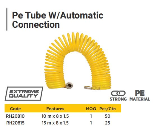 PE TUBE W/AUTOMATIC CONNECTION 10M*8*1.5