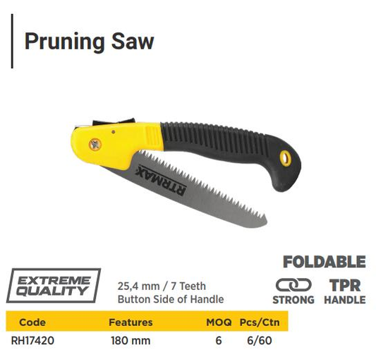 PRUNING SAW 180MM WITH BUTTON SIDE OF HANDLE