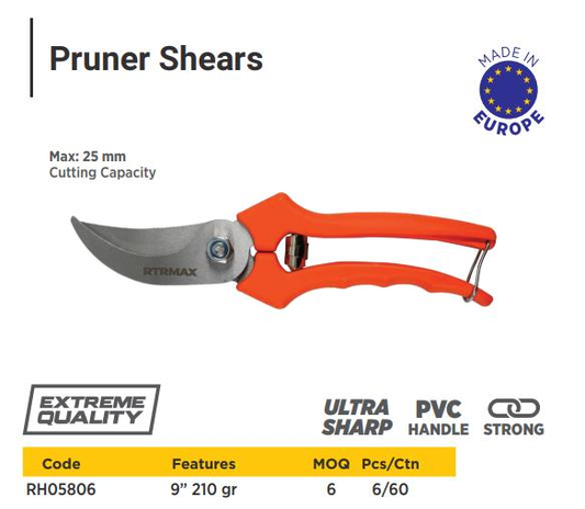 PRUNING SHEAR WITH PLASTIC HANDLE