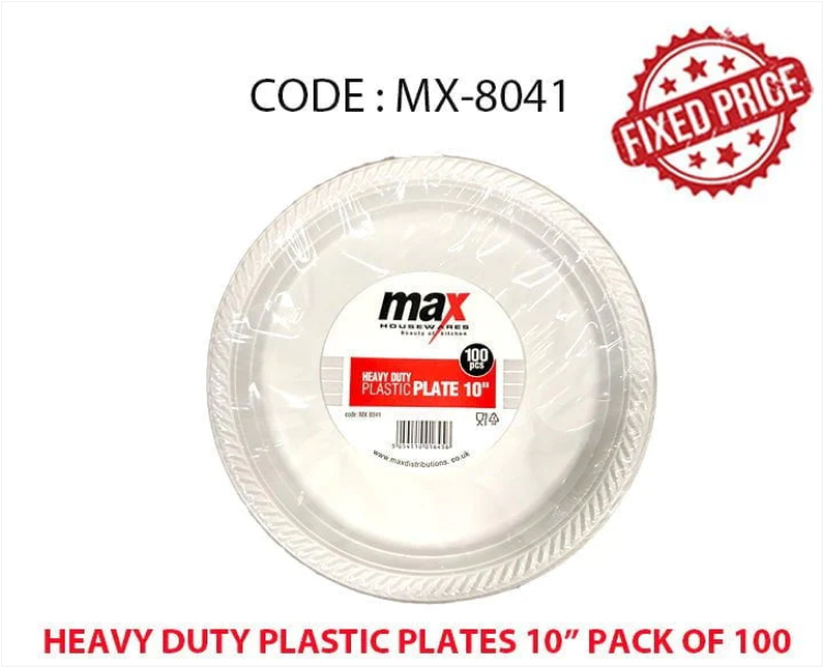 Pack Of 100 Heavy Duty Plastic Plates 10' Home Outdoors