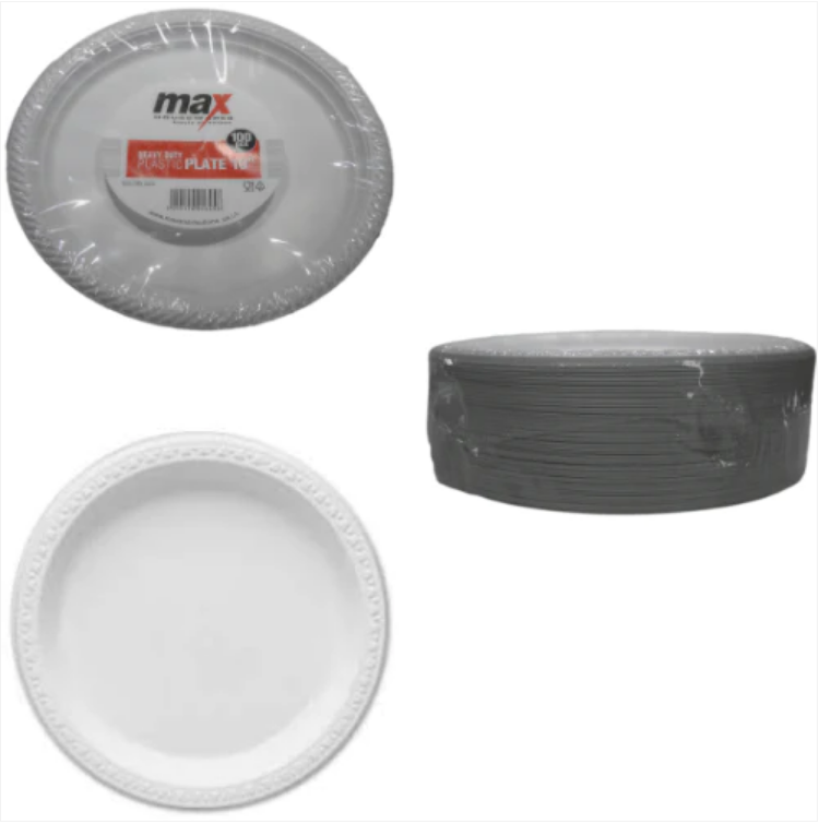 Pack Of 100 Heavy Duty Plastic Plates 10' Home Outdoors